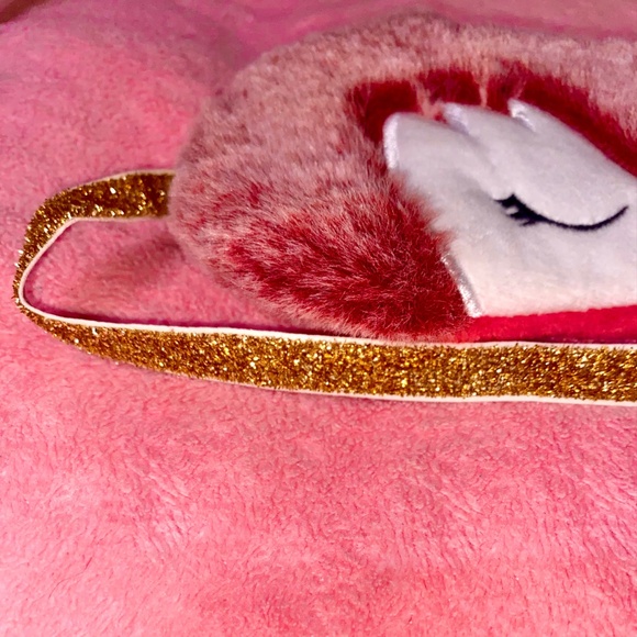 Owl Bird Sleepmask Eyemask Gold Dark Red Nap Pajamas Furry Soft Plush Claire’s - Picture 6 of 7